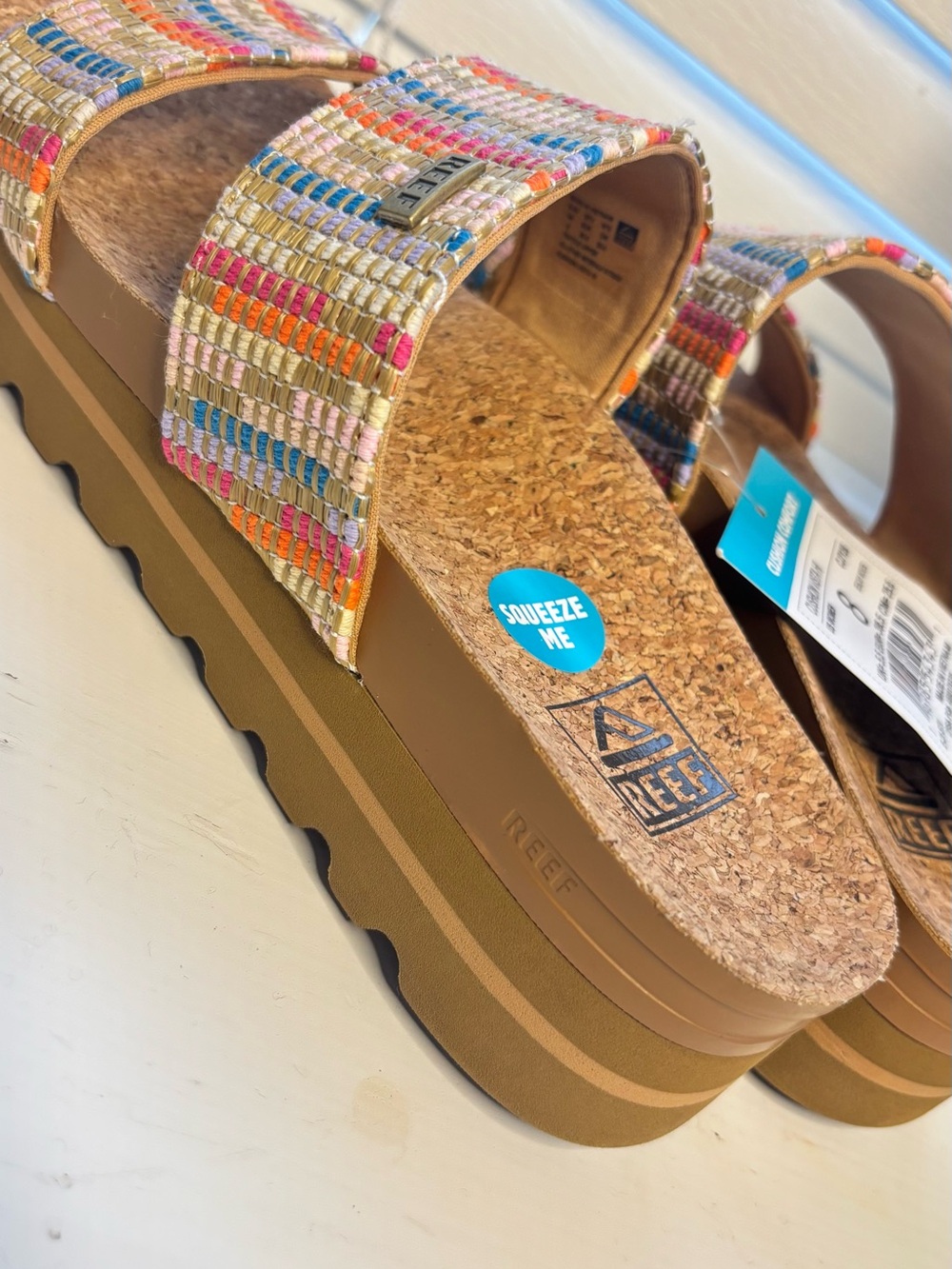 Reef Women's Tan Woven Double-Strap Sandals with Multicolor Accents - Picture 8 of 14